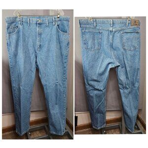 Wrangler Denim Jeans Pants Men 44x32 Relaxed Fit Straight Leg 100% Cotton Zipper